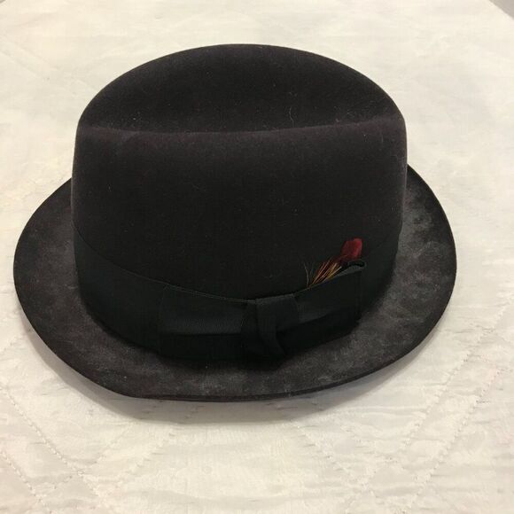 Men's VTG Dark Gray Keens British Bowler Derby Hat Sz 7 1/8 - Picture 2 of 7